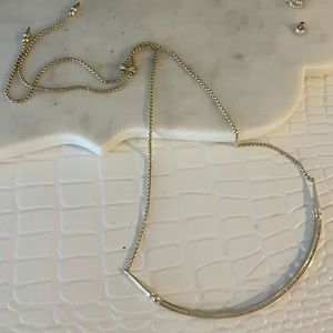 Kendra Scott Gold Lariat Curved Bar Necklace with Diamonds